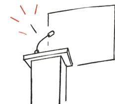 Podium with microphone